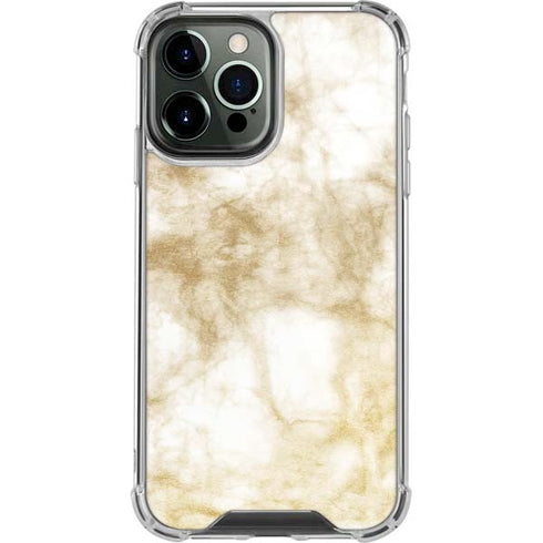 Gold and White Marble iPhone 13 Pro Max Clear Case